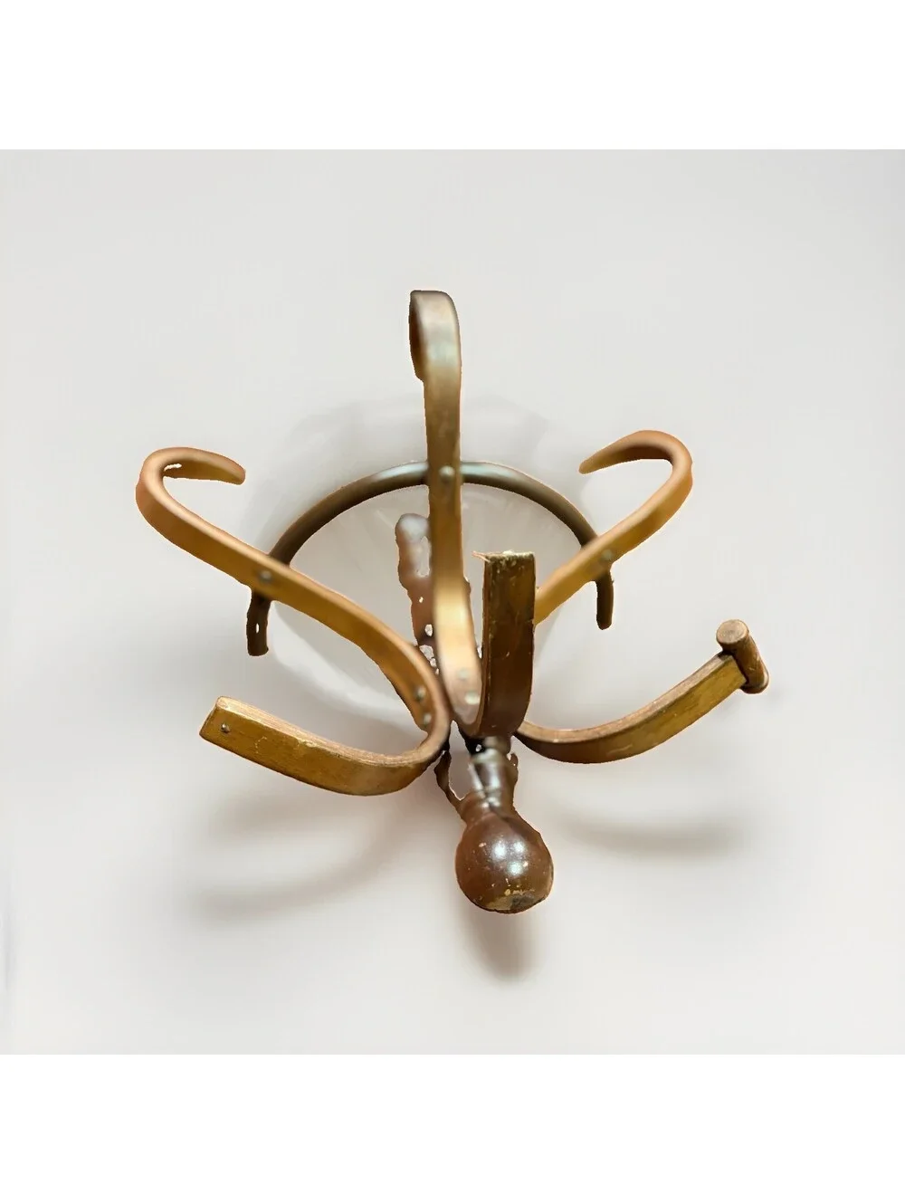 Vtg Thonet Style Bentwood 6 Arm Wall Mount Coat Hat Rack Hook Dark Wood Cottage